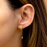 Load image into Gallery viewer, Round Diamond Hoop Earrings with Pear Dangle 0.12 CTW – 22 Stones | 10K, 14K, 18K Gold | IGI Certified