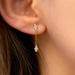 Load image into Gallery viewer, Bezel-Set Round Lab-Grown Diamond Long Dangle Earrings 0.13 CTW – 16 Stones | 10K, 14K, 18K Gold | IGI Certified