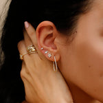 Load image into Gallery viewer, Round Lab-Grown Diamond Curved Hoop Earrings 0.55 CTW – 70 Stones | 10K, 14K, 18K Gold | IGI Certified