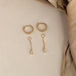 Load image into Gallery viewer, Round Diamond Hoop Earrings with Pear Dangle 0.12 CTW – 22 Stones | 10K, 14K, 18K Gold | IGI Certified