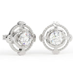 Load image into Gallery viewer, Round Lab Grown Diamond Earrings 0.94 CTW Dot & Leaf Design in 10K 14K 18K White Yellow Rose Gold