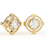 Load image into Gallery viewer, Round Lab Grown Diamond Earrings 0.94 CTW Dot & Leaf Design in 10K 14K 18K White Yellow Rose Gold