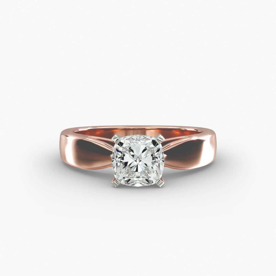 Cushion Lab-Grown Diamond Ring – Bold Band Design | IGI Certified | 10K/14K/18K Gold