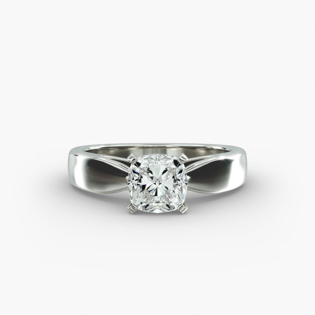Cushion Lab-Grown Diamond Ring – Bold Band Design | IGI Certified | 10K/14K/18K Gold