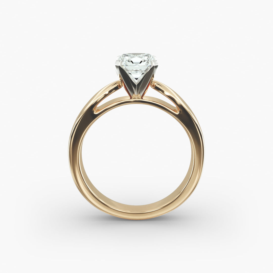 Cushion Lab-Grown Diamond Ring – Bold Band Design | IGI Certified | 10K/14K/18K Gold