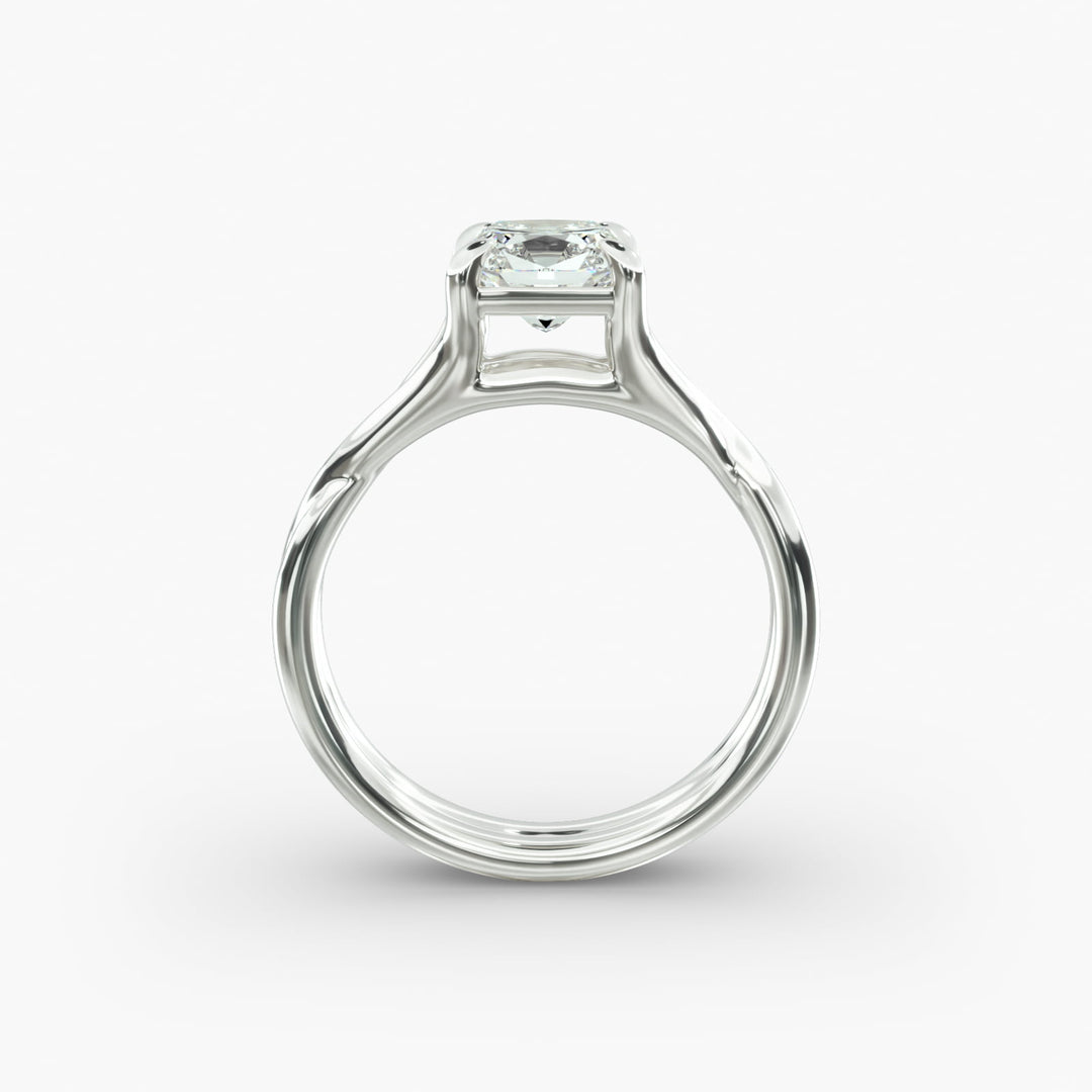 Cushion Lab-Grown Diamond Ring – Twisted Band Holding Design | IGI Certified | 10K/14K/18K Gold