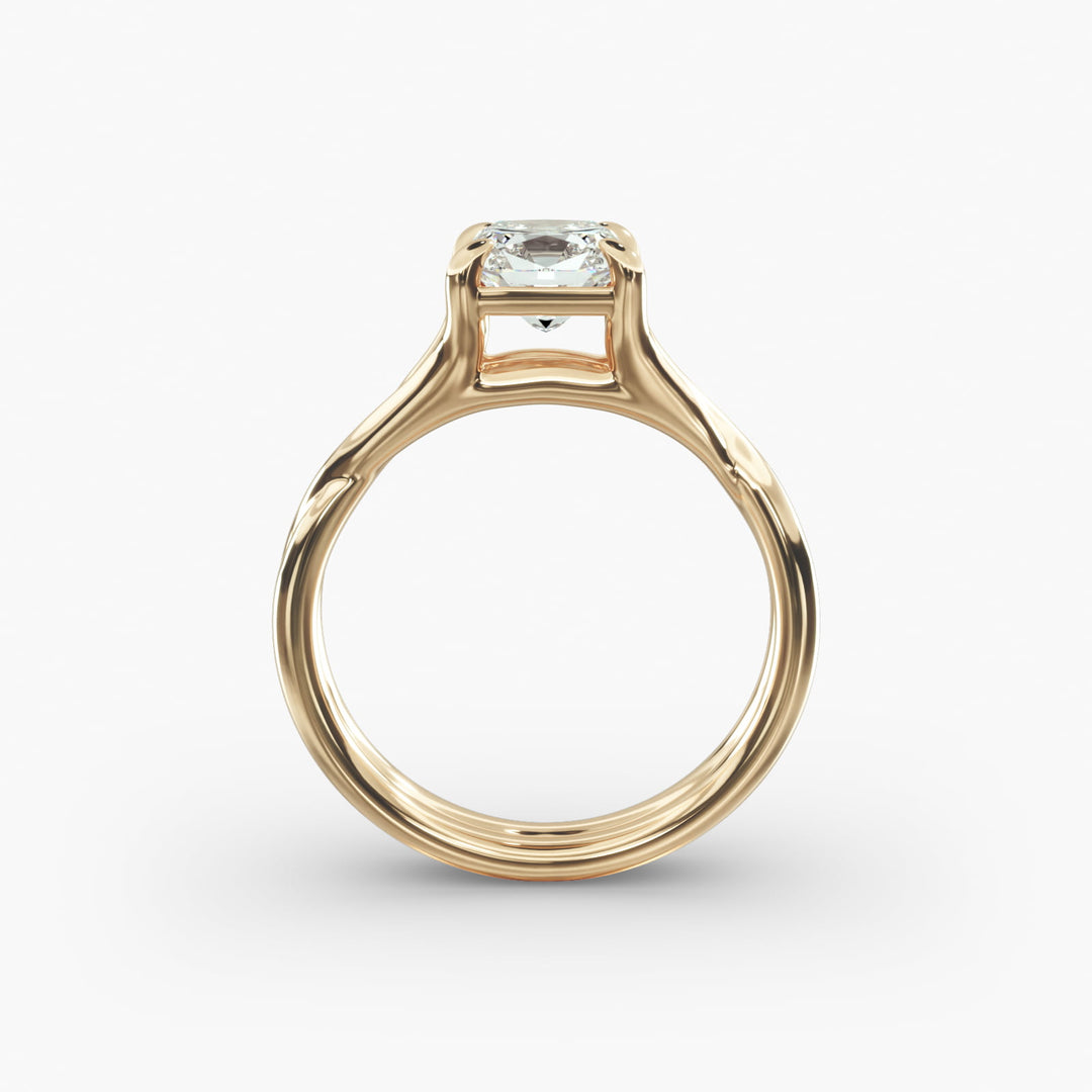 Cushion Lab-Grown Diamond Ring – Twisted Band Holding Design | IGI Certified | 10K/14K/18K Gold