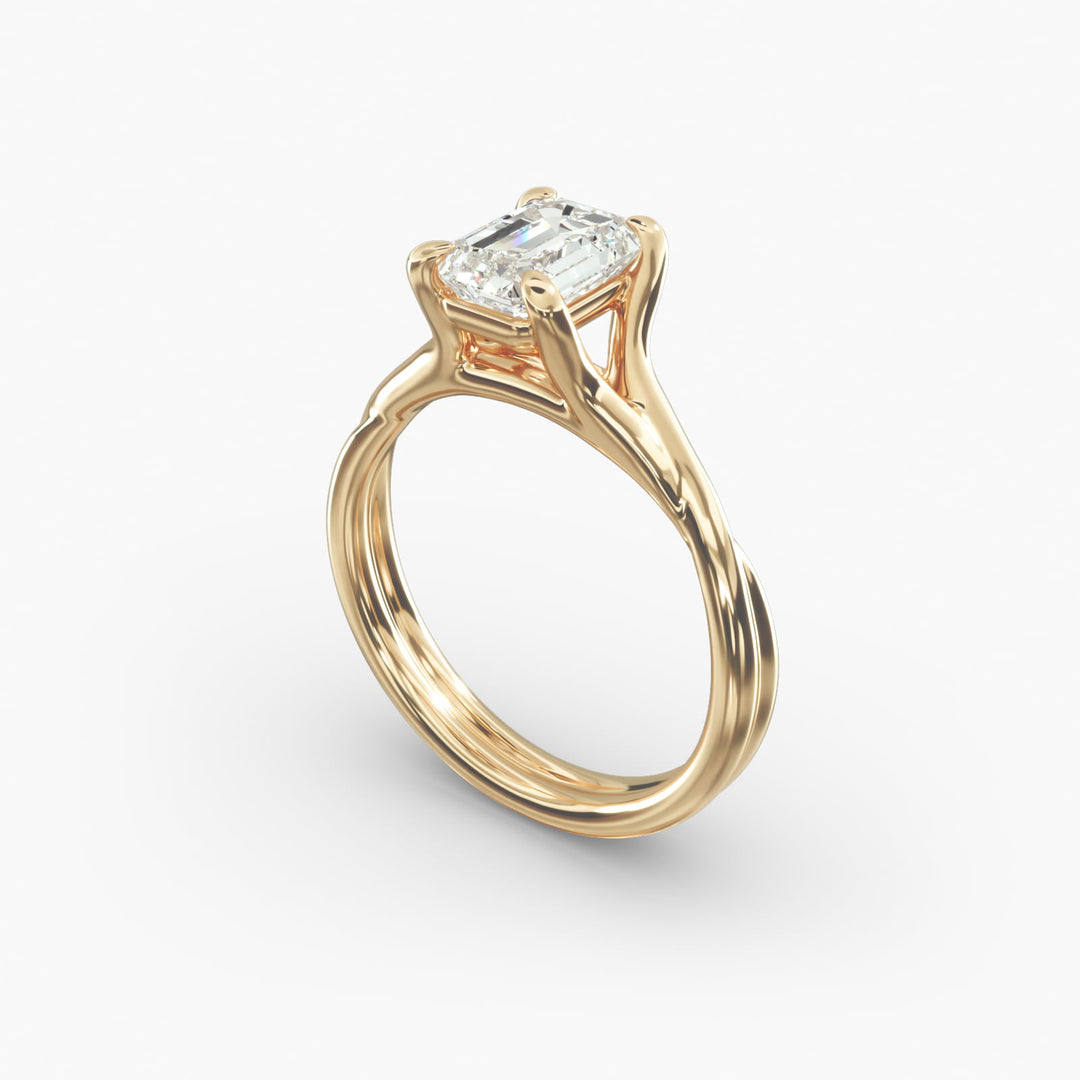 Emerald Lab-Grown Diamond Twisted Double Band Ring – Designer Style | IGI Certified | 10K/14K/18K Gold