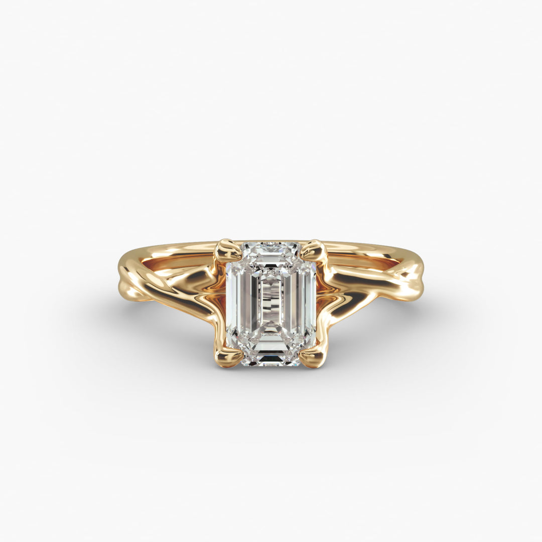 Emerald Lab-Grown Diamond Twisted Double Band Ring – Designer Style | IGI Certified | 10K/14K/18K Gold