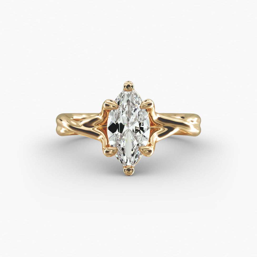 Marquise Lab-Grown Diamond Double Band Ring – Modern Designer Style | IGI Certified | 10K/14K/18K Gold