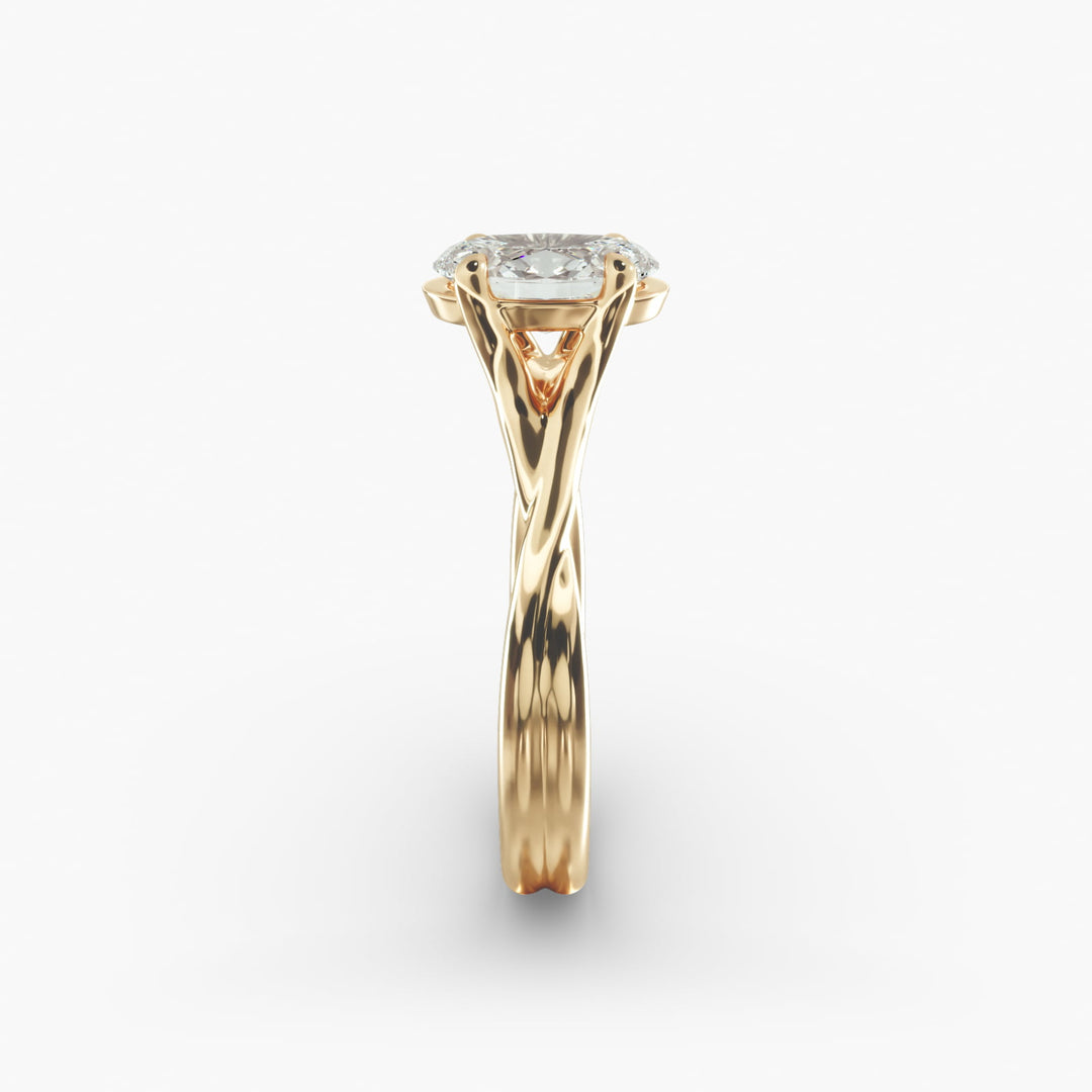 Oval Lab-Grown Diamond Twisted Double Band Ring – Designer Style | IGI Certified | 10K/14K/18K Gold