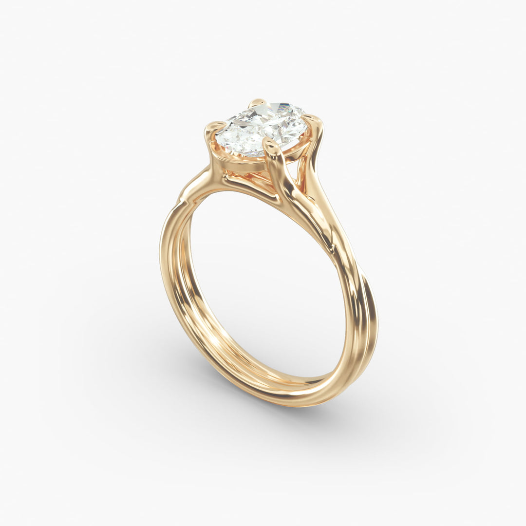 Oval Lab-Grown Diamond Twisted Double Band Ring – Designer Style | IGI Certified | 10K/14K/18K Gold