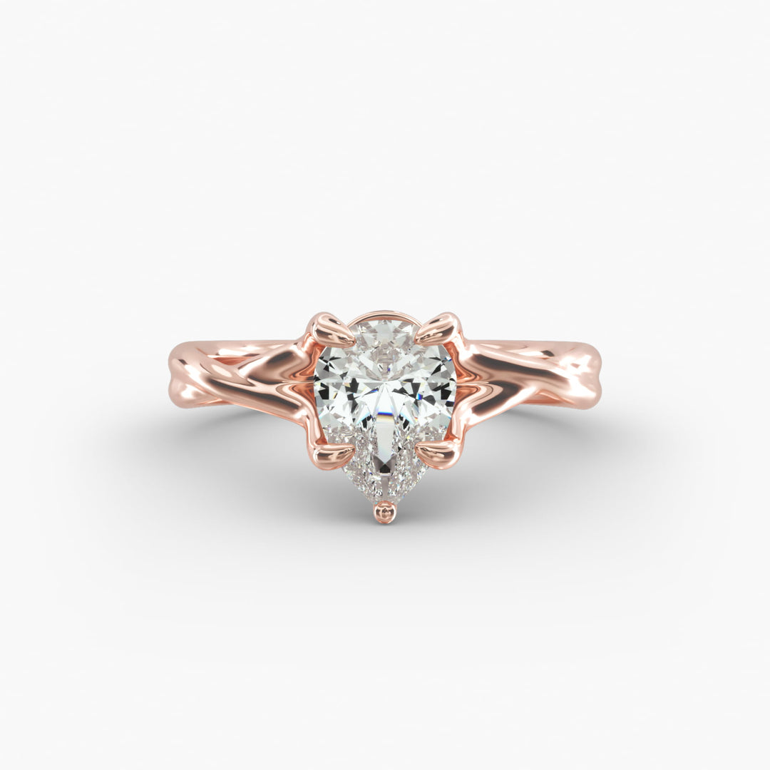 Pear Lab-Grown Diamond Twisted Double Band Ring – Designer Style | IGI Certified | 10K/14K/18K Gold