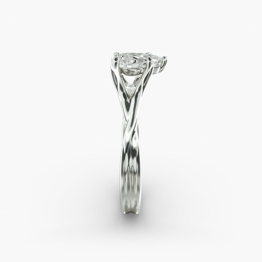 Pear Lab-Grown Diamond Twisted Double Band Ring – Designer Style | IGI Certified | 10K/14K/18K Gold