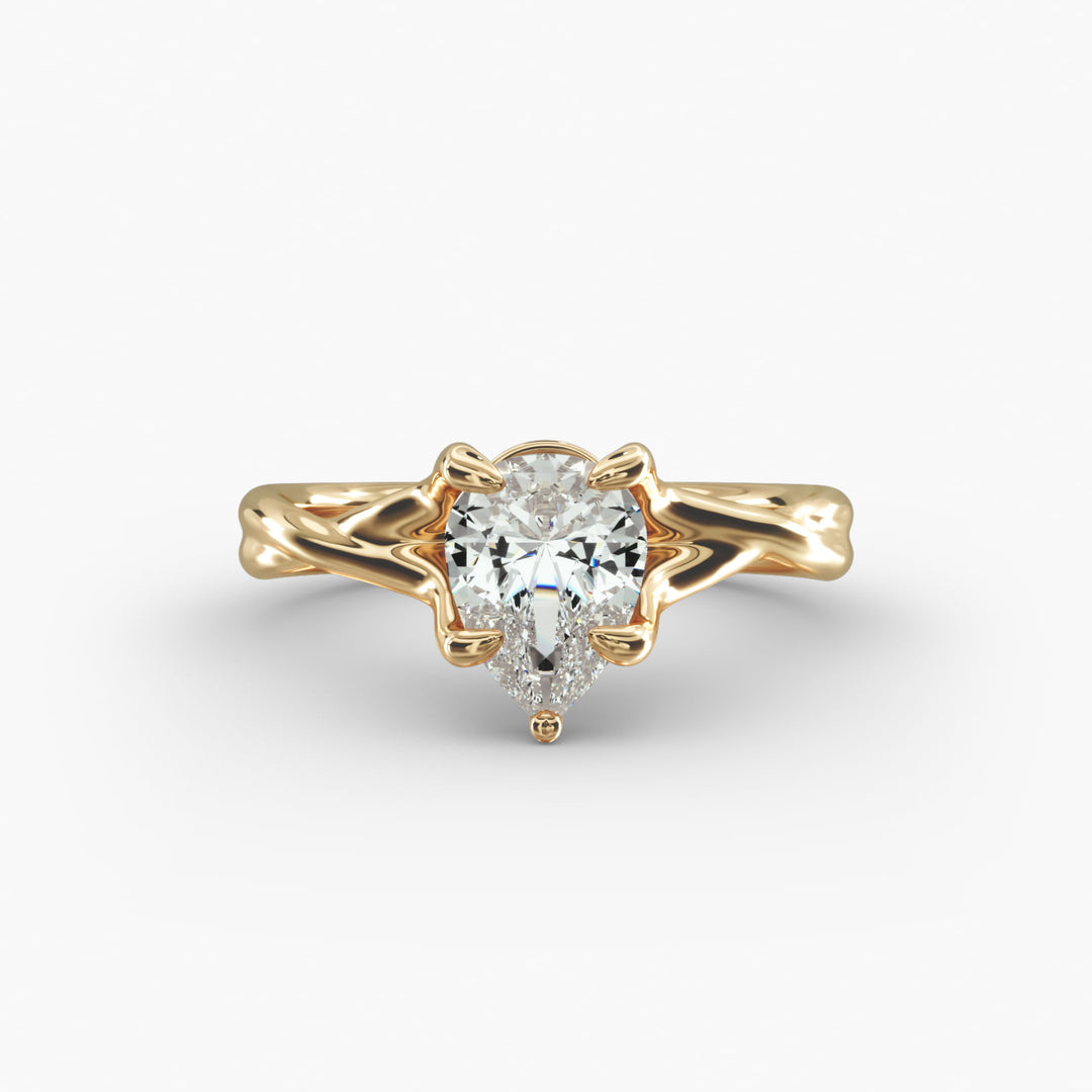 Pear Lab-Grown Diamond Twisted Double Band Ring – Designer Style | IGI Certified | 10K/14K/18K Gold