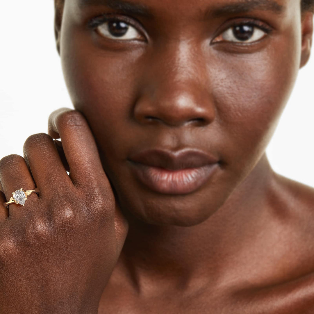 Pear Lab-Grown Diamond Twisted Double Band Ring – Designer Style | IGI Certified | 10K/14K/18K Gold