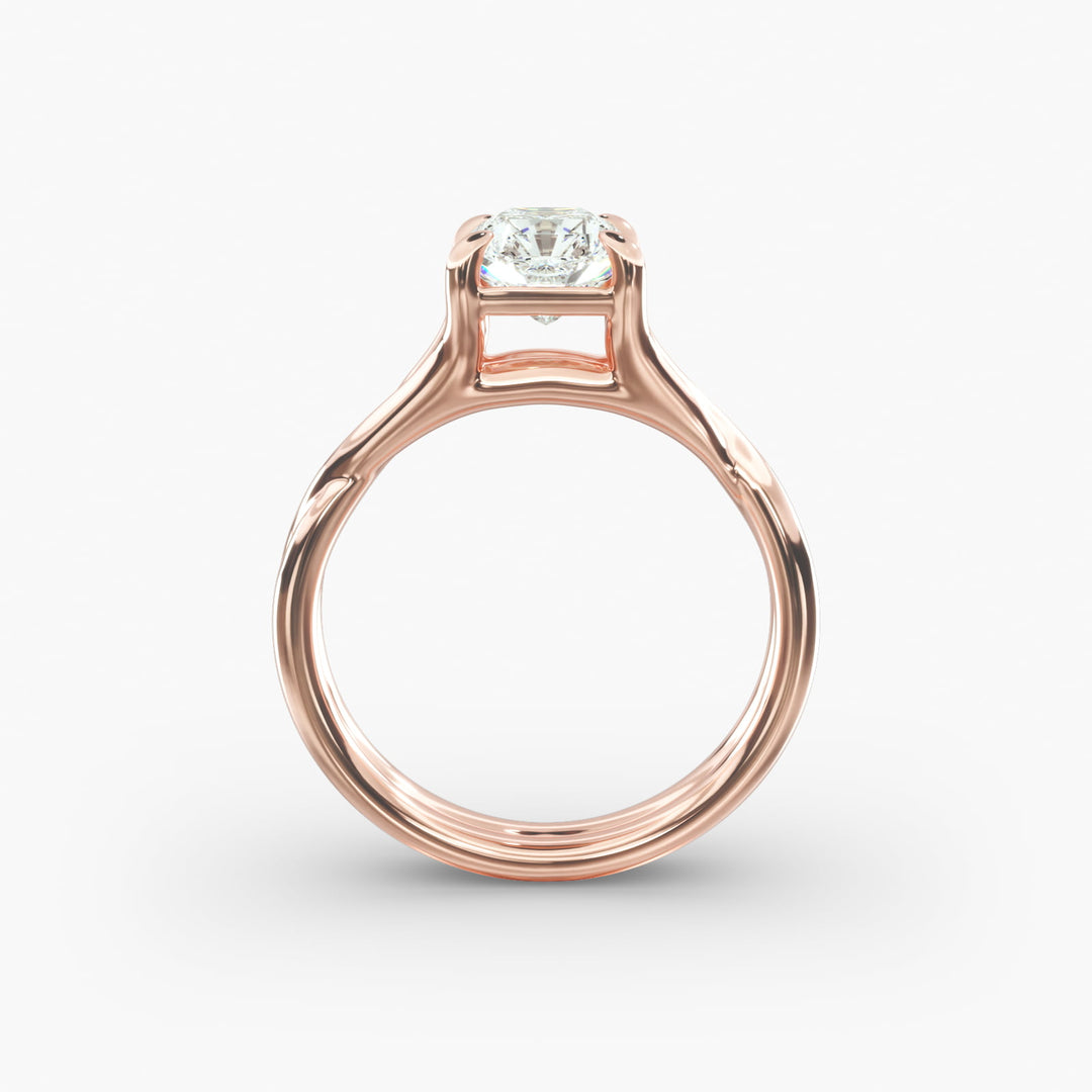 Radiant Lab-Grown Diamond Ring – Twisted Dual-Band Design | IGI Certified | 10K/14K/18K Gold
