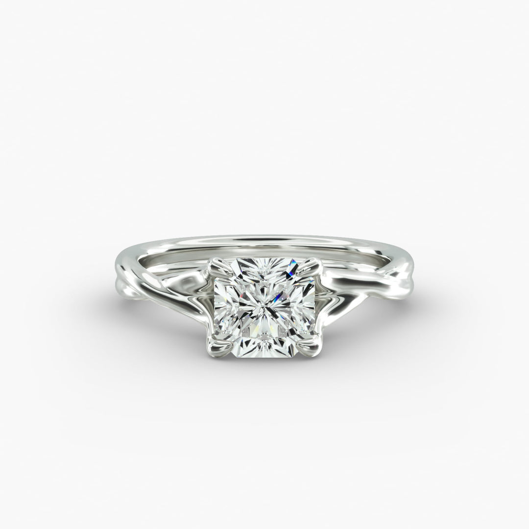 Radiant Lab-Grown Diamond Ring – Twisted Dual-Band Design | IGI Certified | 10K/14K/18K Gold