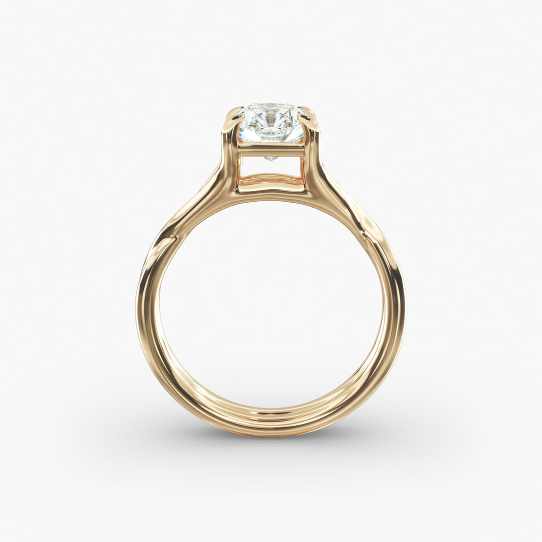 Radiant Lab-Grown Diamond Ring – Twisted Dual-Band Design | IGI Certified | 10K/14K/18K Gold