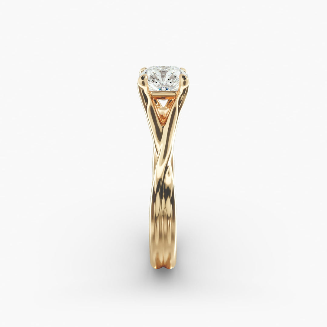 Radiant Lab-Grown Diamond Ring – Twisted Dual-Band Design | IGI Certified | 10K/14K/18K Gold