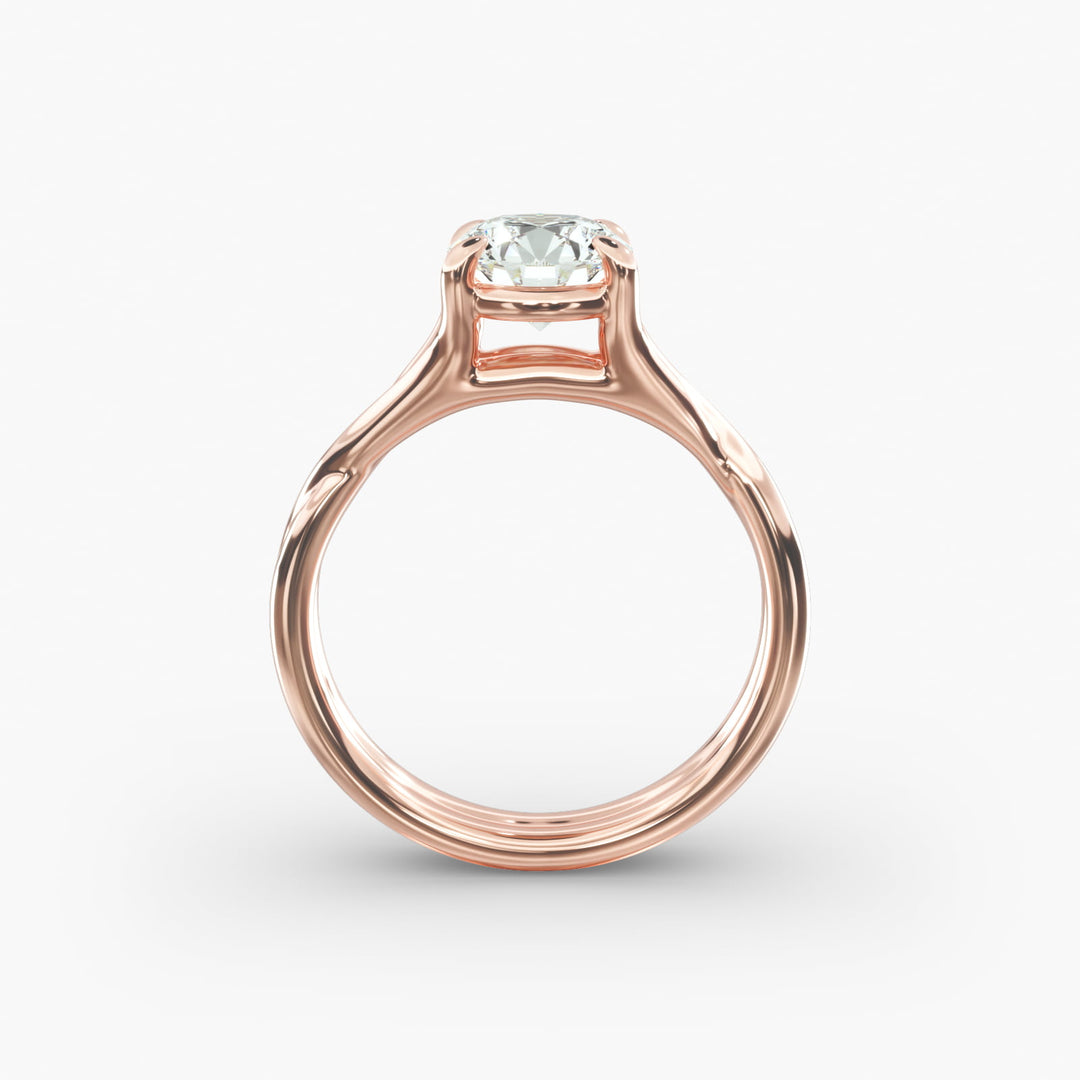 Round Lab-Grown Diamond Ring – Twisted Dual-Band Design | IGI Certified | 10K/14K/18K Gold