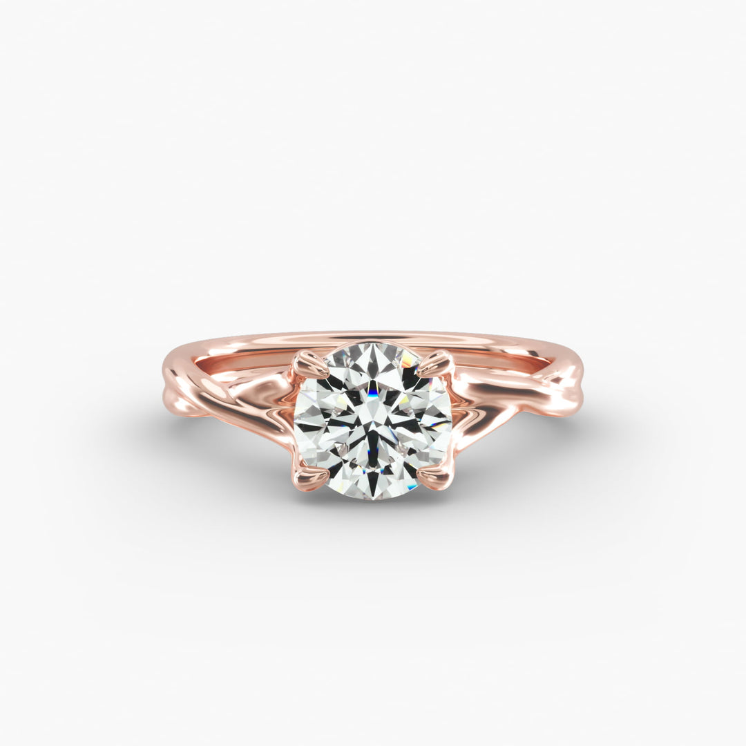 Round Lab-Grown Diamond Ring – Twisted Dual-Band Design | IGI Certified | 10K/14K/18K Gold