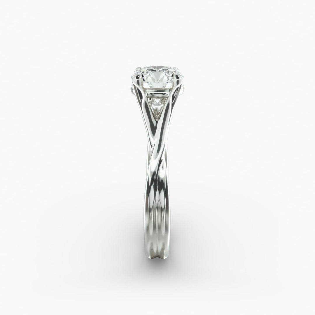 Round Lab-Grown Diamond Ring – Twisted Dual-Band Design | IGI Certified | 10K/14K/18K Gold