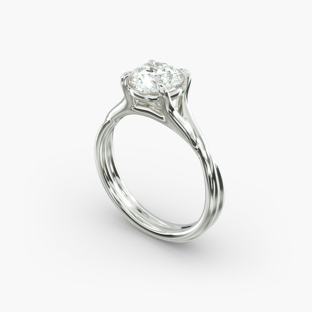 Round Lab-Grown Diamond Ring – Twisted Dual-Band Design | IGI Certified | 10K/14K/18K Gold