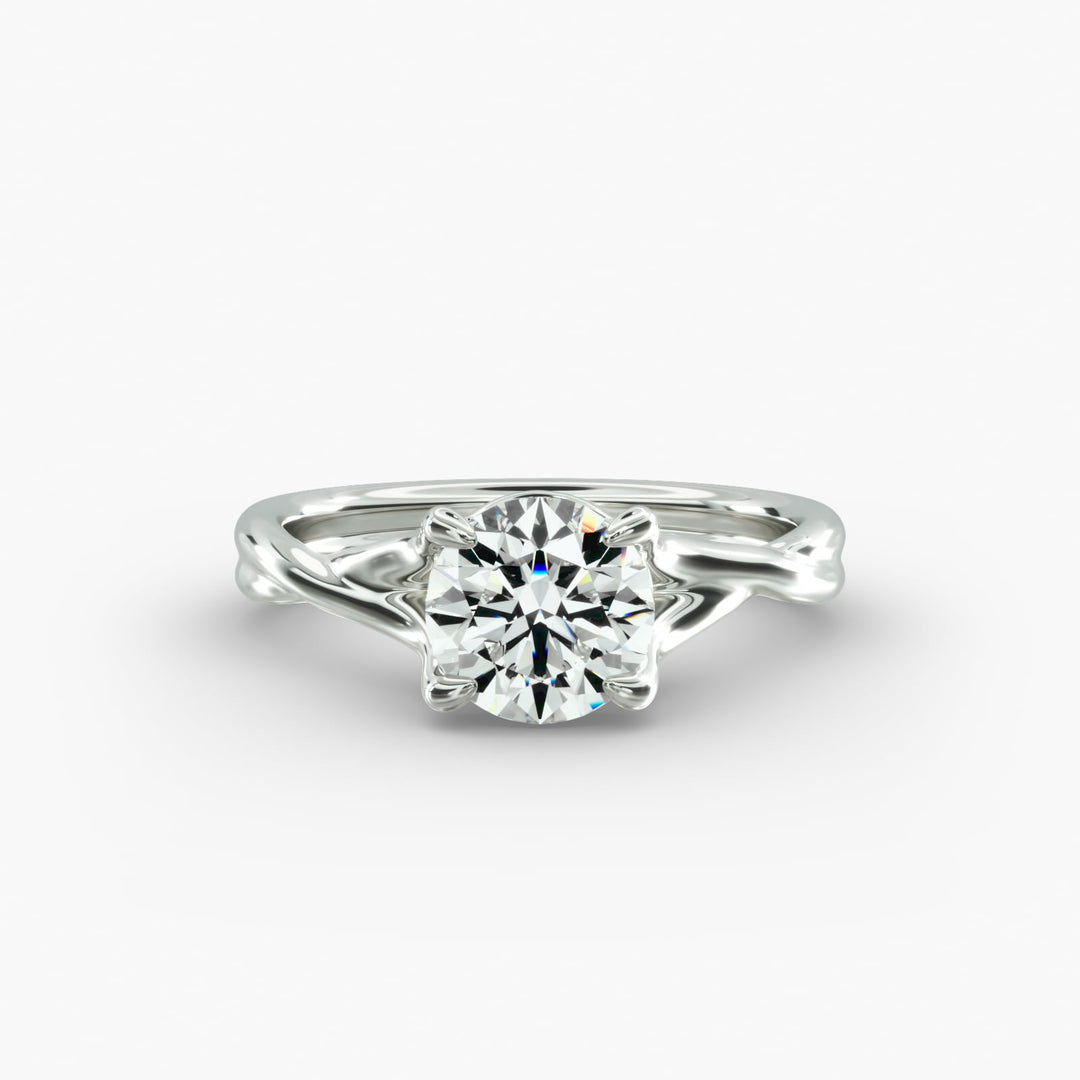 Round Lab-Grown Diamond Ring – Twisted Dual-Band Design | IGI Certified | 10K/14K/18K Gold