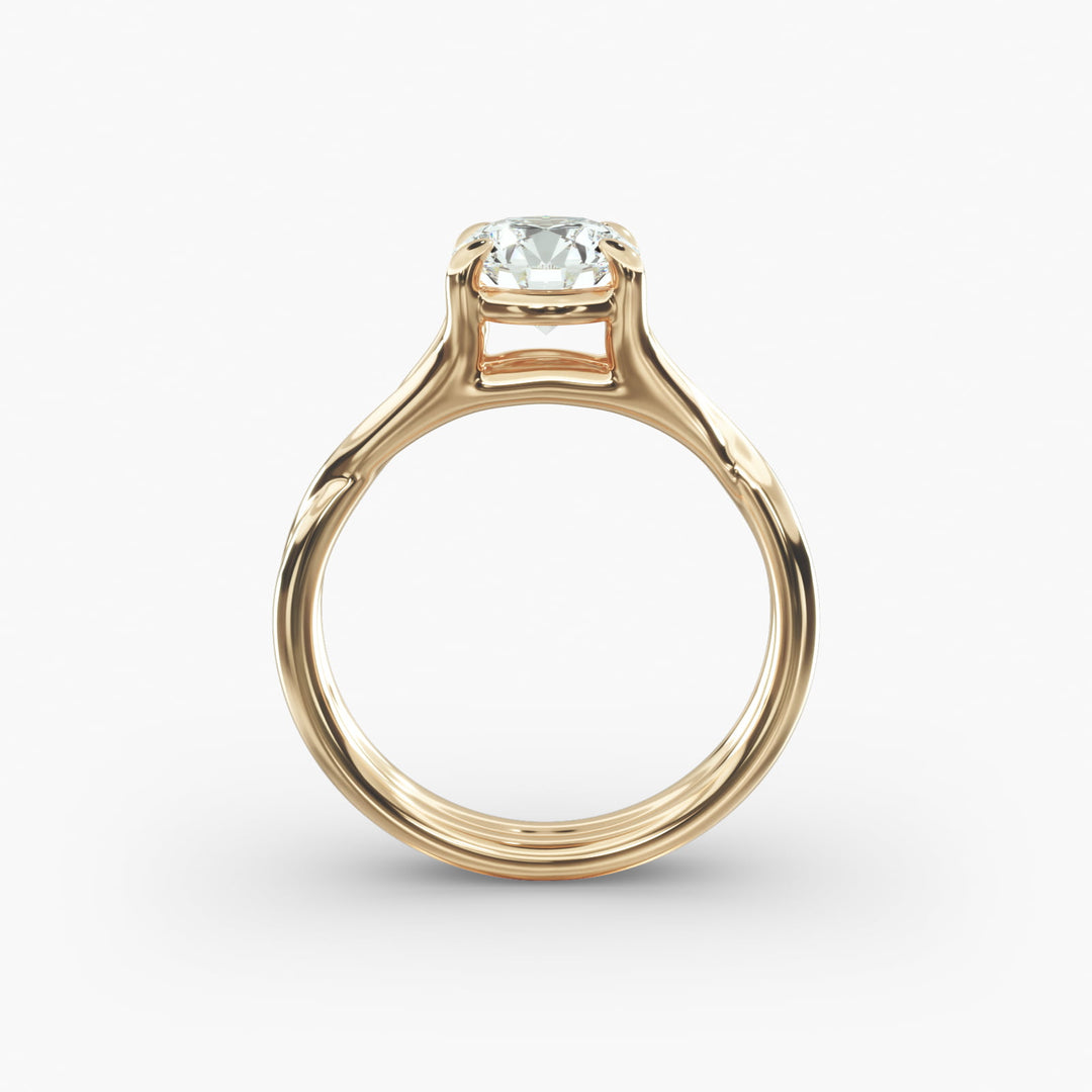 Round Lab-Grown Diamond Ring – Twisted Dual-Band Design | IGI Certified | 10K/14K/18K Gold