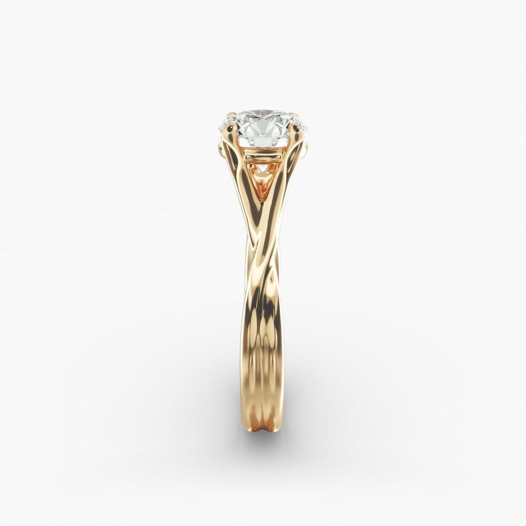 Round Lab-Grown Diamond Ring – Twisted Dual-Band Design | IGI Certified | 10K/14K/18K Gold