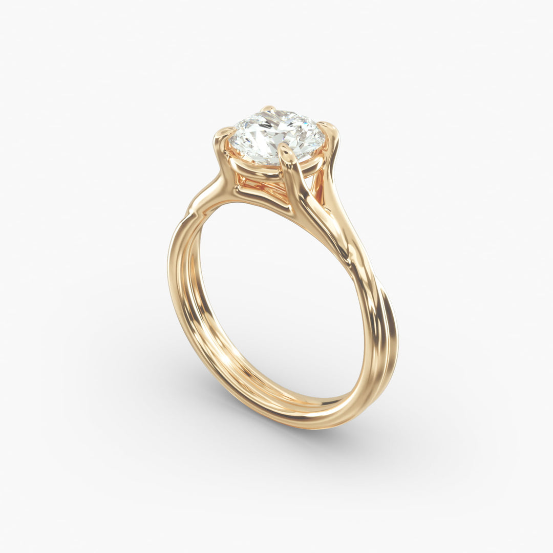 Round Lab-Grown Diamond Ring – Twisted Dual-Band Design | IGI Certified | 10K/14K/18K Gold