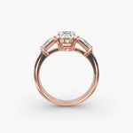 Load image into Gallery viewer, Three Stone Lab Grown Diamond Ring – 1.30 ct Round & Baguette | White Gold | IGI Certified