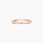 Load image into Gallery viewer, 0.32 CT Round Diamond Wedding Band | 7 Stone Shared Prong Ring in Gold