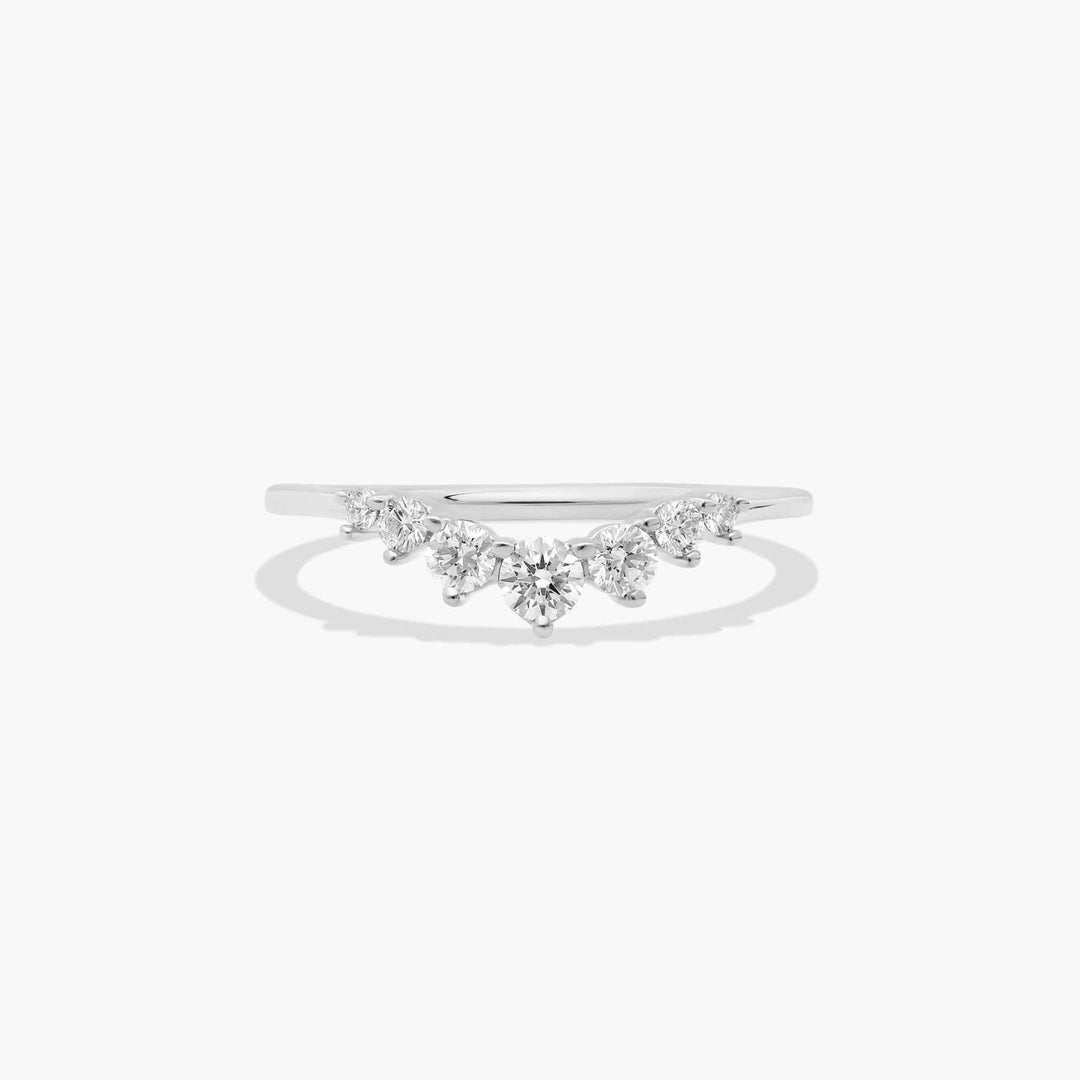 Curved Diamond Band – Chevron Style Ring with 7 Lab Grown Round Diamonds (0.32 ct)