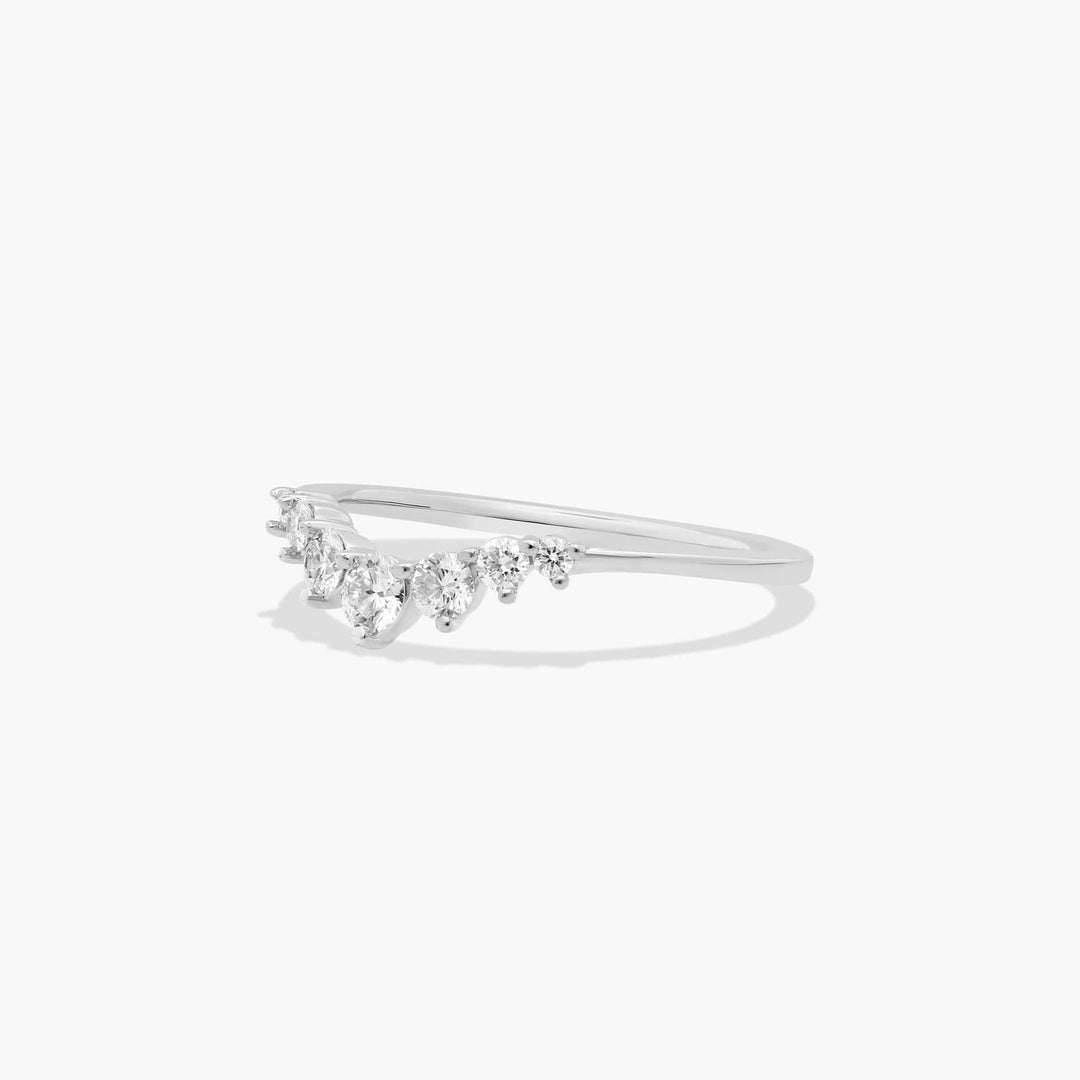 Curved Diamond Band – Chevron Style Ring with 7 Lab Grown Round Diamonds (0.32 ct)