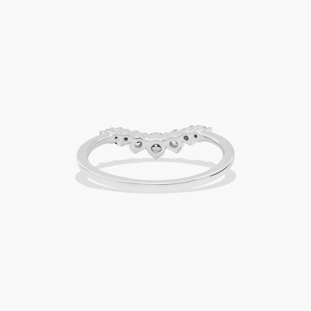 Curved Diamond Band – Chevron Style Ring with 7 Lab Grown Round Diamonds (0.32 ct)