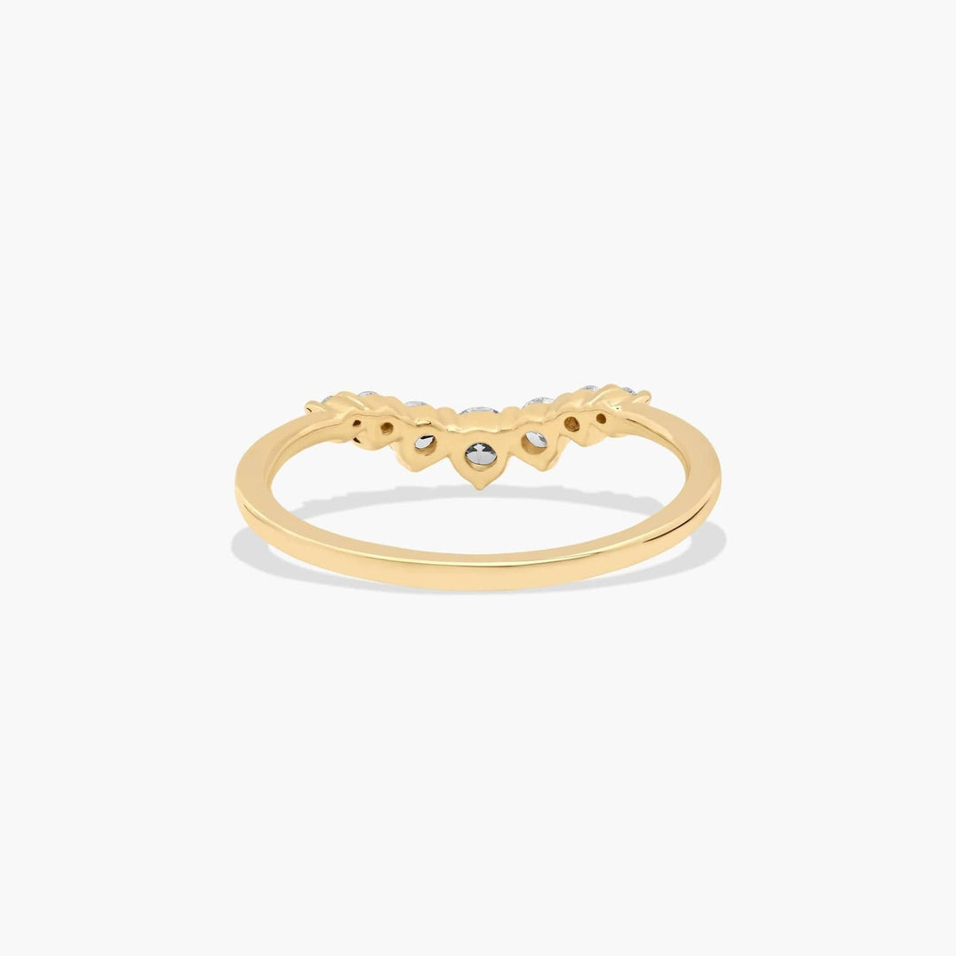 Curved Diamond Band – Chevron Style Ring with 7 Lab Grown Round Diamonds (0.32 ct)