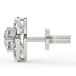 Load image into Gallery viewer, Round Lab Grown Diamond Square Stud Earrings with Circle Design 0.94 CTW – 10K 14K 18K White Yellow Rose Gold, IGI Certified