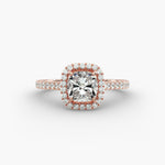 Load image into Gallery viewer, Cushion Cut Lab Grown Diamond Halo Ring with Pavé Band – 1 to 5 Carat Center | USA Crafted