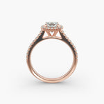 Load image into Gallery viewer, Cushion Cut Lab Grown Diamond Halo Ring with Pavé Band – 1 to 5 Carat Center | USA Crafted