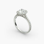 Load image into Gallery viewer, Cushion Cut Lab Grown Diamond Halo Ring with Pavé Band – 1 to 5 Carat Center | USA Crafted