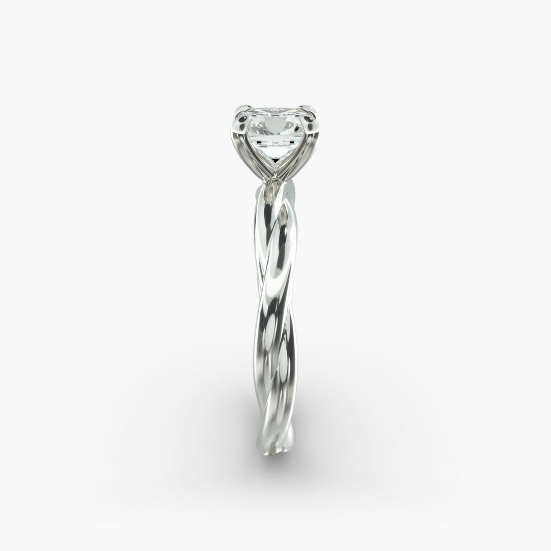 Cushion Lab-Grown Diamond 4-Prong Twisted Band Ring | IGI Certified | 10K/14K/18K Gold