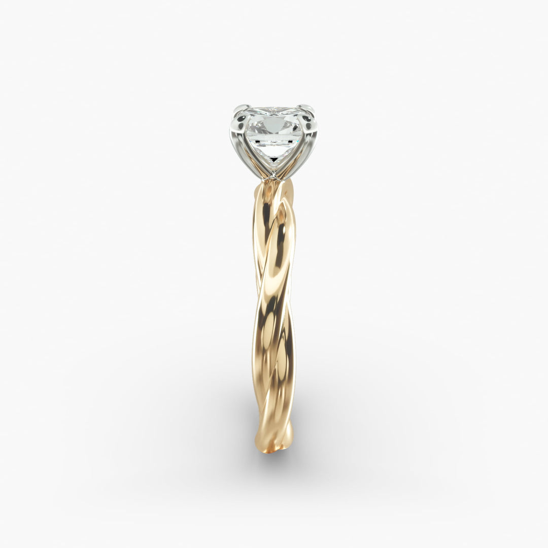 Cushion Lab-Grown Diamond 4-Prong Twisted Band Ring | IGI Certified | 10K/14K/18K Gold