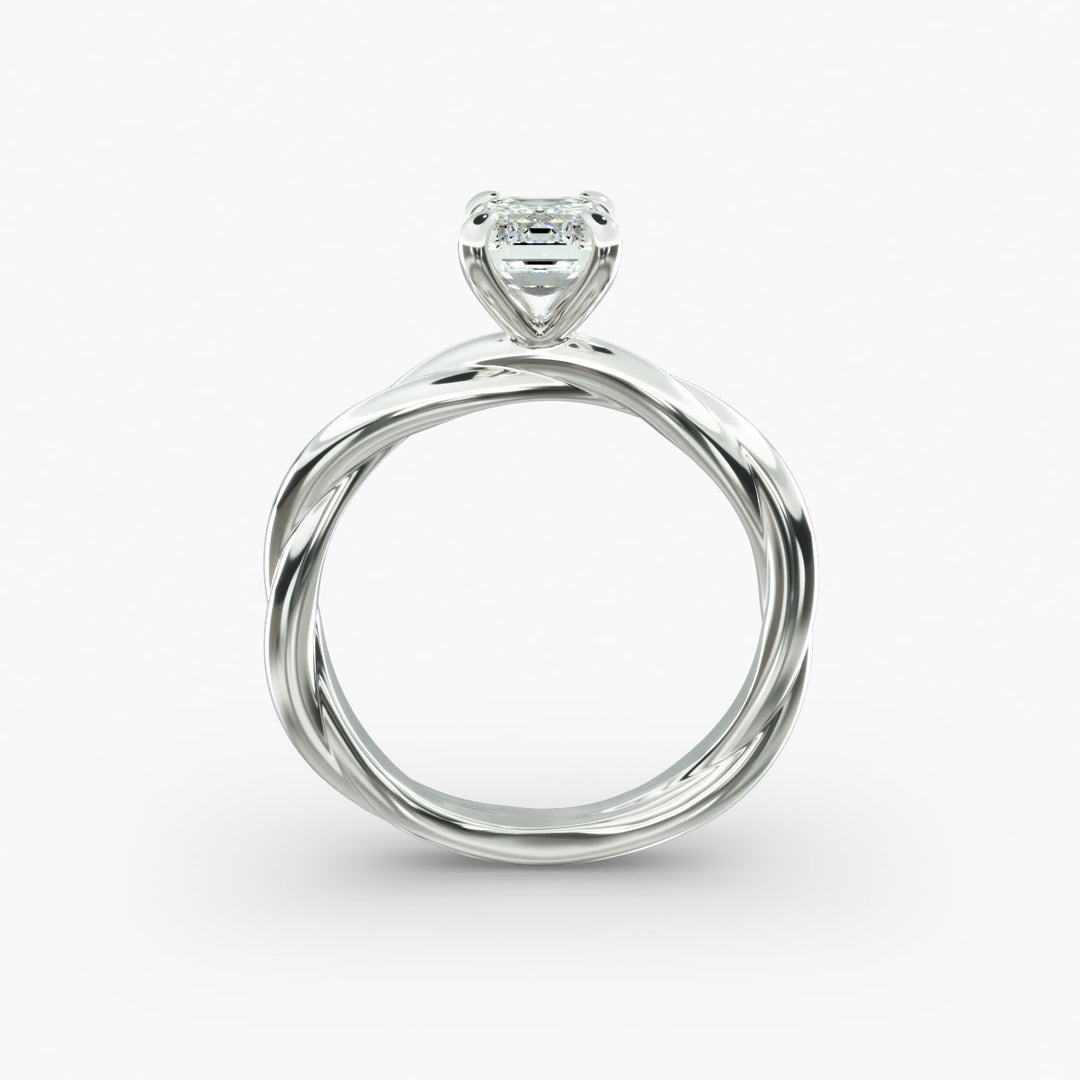 Emerald Cut Lab-Grown Diamond Twisted Band Ring | IGI Certified