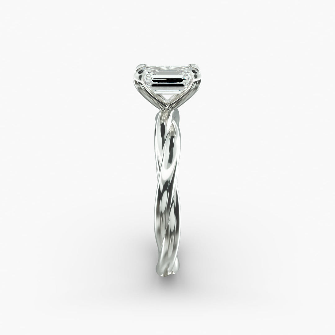 Emerald Cut Lab-Grown Diamond Twisted Band Ring | IGI Certified
