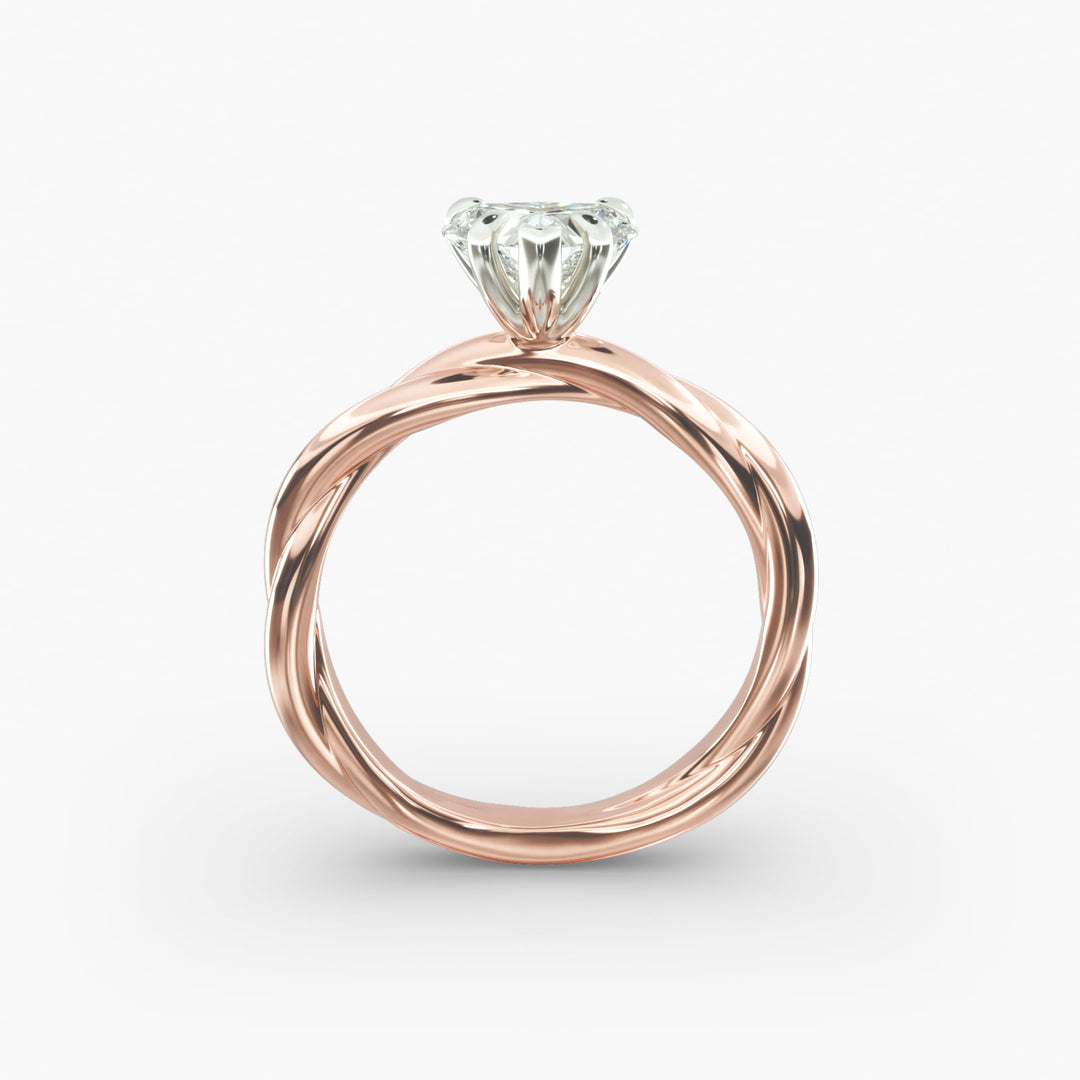Heart Lab-Grown Diamond Ring – Twisted Rope Band | IGI Certified | 10K/14K/18K Gold