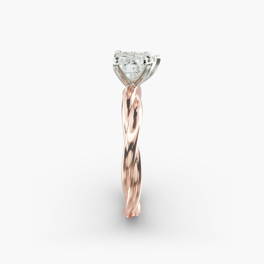 Heart Lab-Grown Diamond Ring – Twisted Rope Band | IGI Certified | 10K/14K/18K Gold