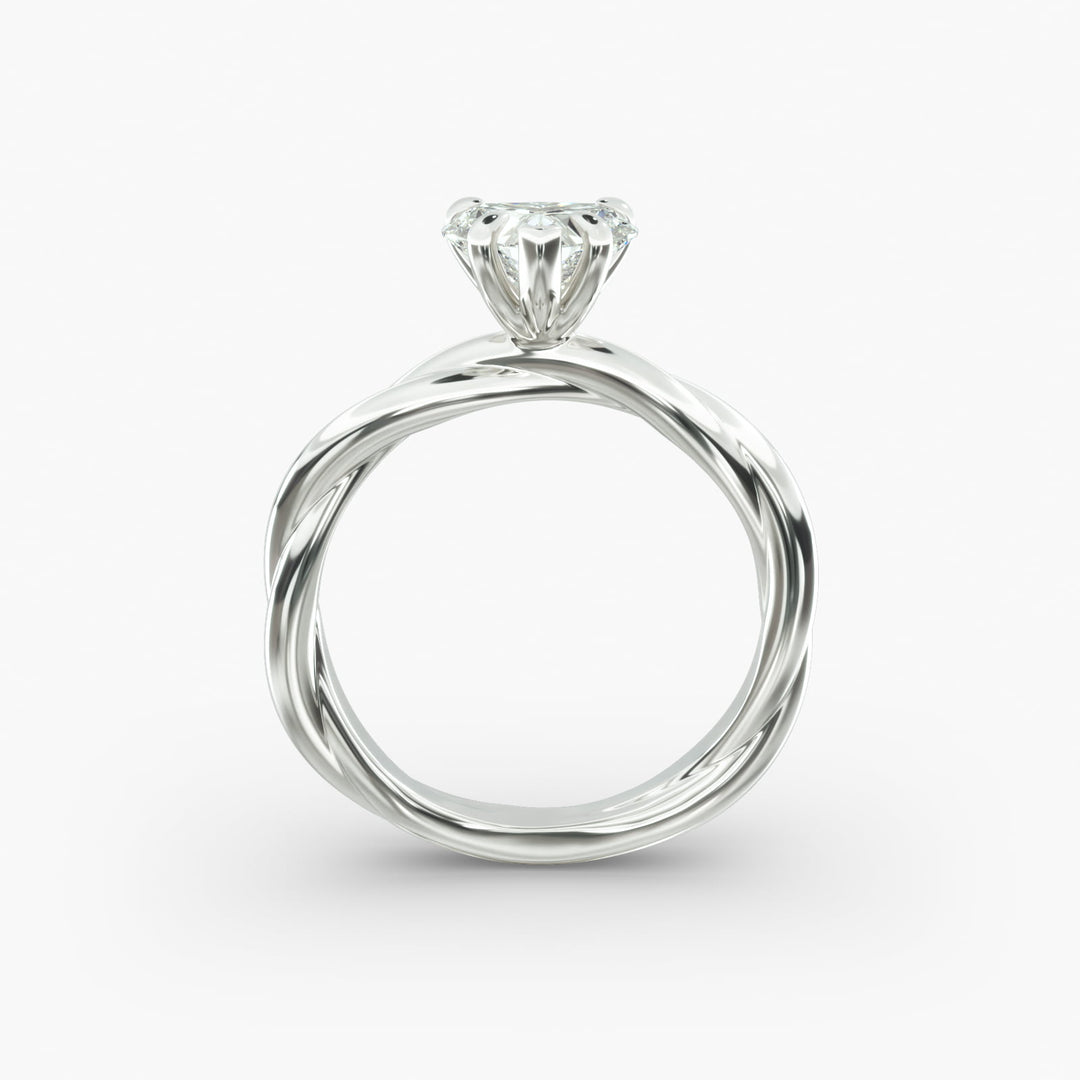 Heart Lab-Grown Diamond Ring – Twisted Rope Band | IGI Certified | 10K/14K/18K Gold