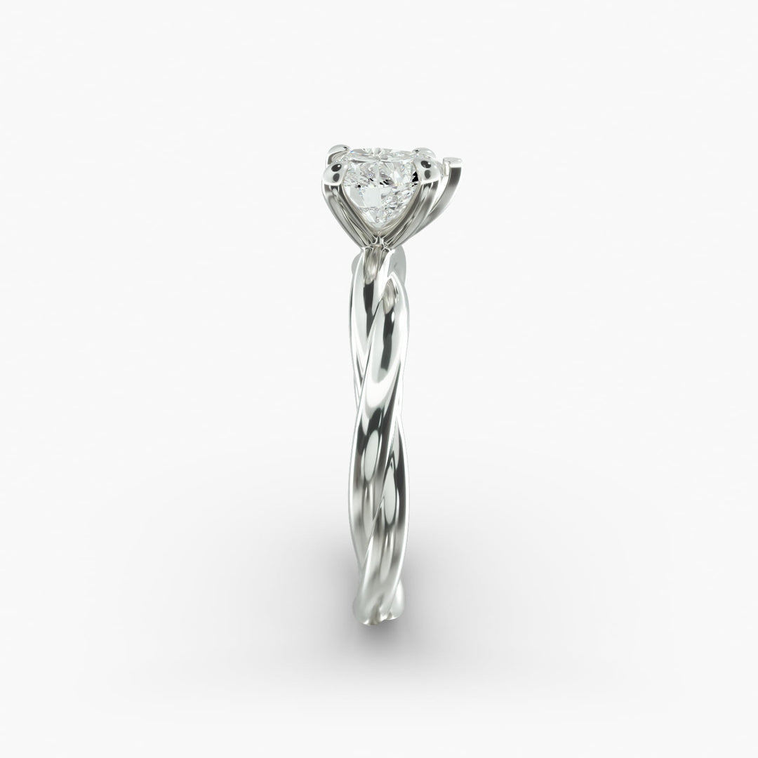 Heart Lab-Grown Diamond Ring – Twisted Rope Band | IGI Certified | 10K/14K/18K Gold